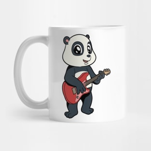 Cartoon panda bear playing electric guitar Mug